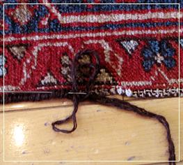 rug repair: reserging step of repairing - front
