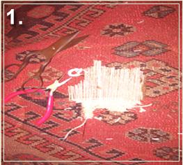 rug repair: rug hole recovery step of repairing - step 1