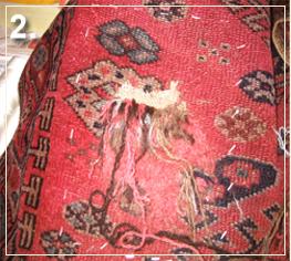 rug repair: rug hole recovery step of repairing - step 2