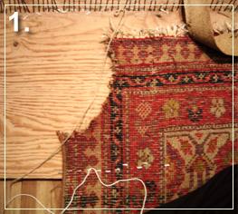 rug repair: rug reweaving step of repairing - step 1