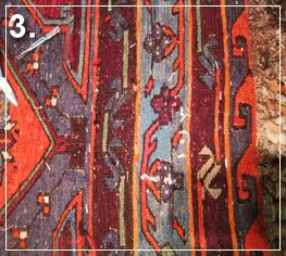 rug repair: rug hole reweaving step of repairing - step 3