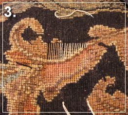 rug repair: rug reweaving step of repairing - step 3