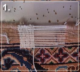 rug repair: reweaving step of rug repairing - step 1